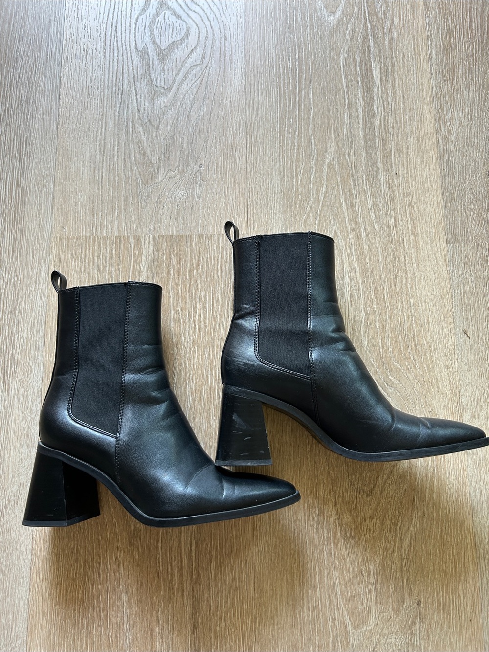 Zara Black Chelsea Block Heel Ankle Boots